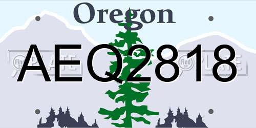 AEQ2818 Oregon License Plate