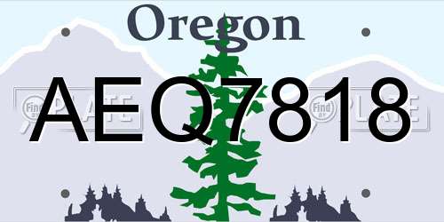 AEQ7818 Oregon License Plate