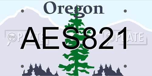AES821 Oregon License Plate