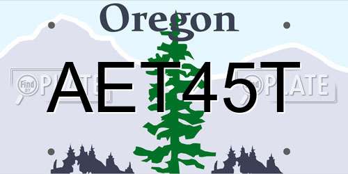AET45T Oregon License Plate