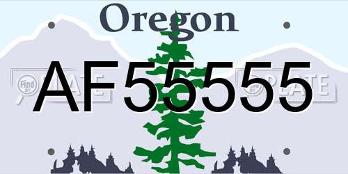 AF55555 Oregon License Plate