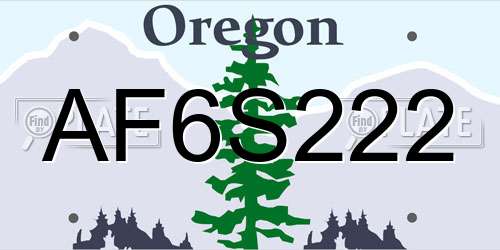 AF6S222 Oregon License Plate