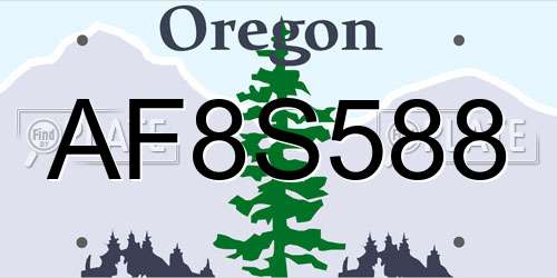 AF8S588 Oregon License Plate