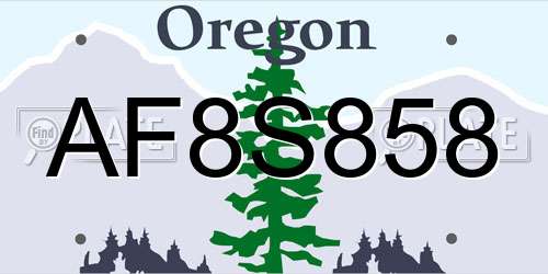 AF8S858 Oregon License Plate