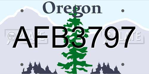 AFB3797 Oregon License Plate