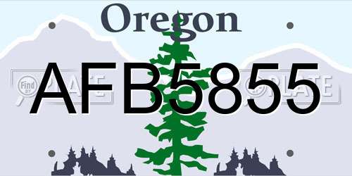 AFB5855 Oregon License Plate