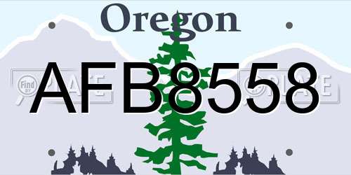 AFB8558 Oregon License Plate