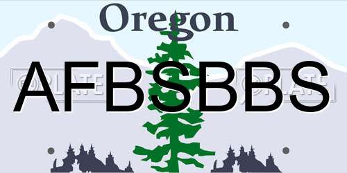AFBSBBS Oregon License Plate