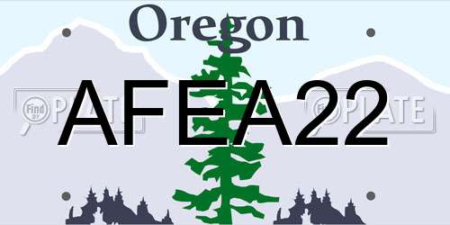 AFEA22 Oregon License Plate
