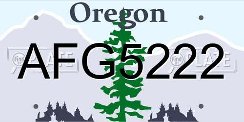 AFG5222 Oregon License Plate