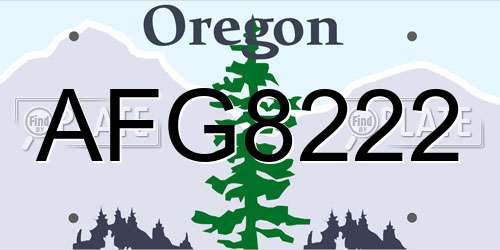 AFG8222 Oregon License Plate