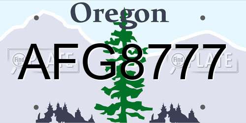 AFG8777 Oregon License Plate