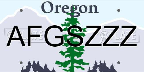 AFGSZZZ Oregon License Plate