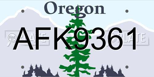 AFK9361 Oregon License Plate