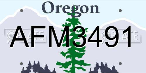 AFM3491 Oregon License Plate
