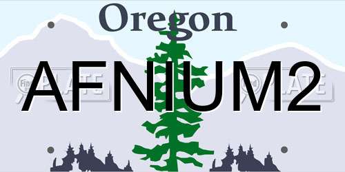AFNIUM2 Oregon License Plate