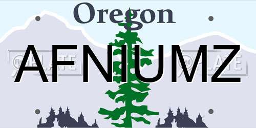 AFNIUMZ Oregon License Plate