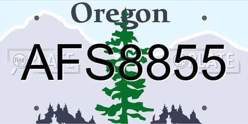AFS8855 Oregon License Plate