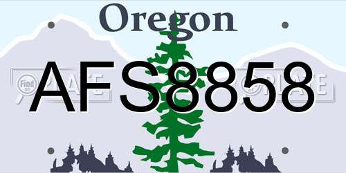 AFS8858 Oregon License Plate
