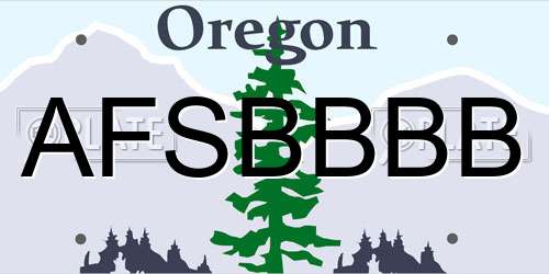 AFSBBBB Oregon License Plate