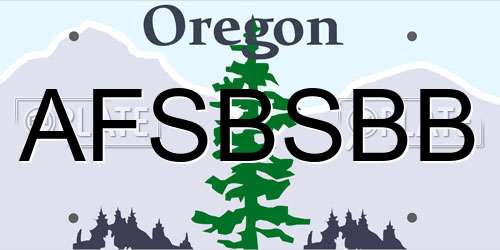 AFSBSBB Oregon License Plate