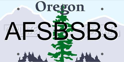 AFSBSBS Oregon License Plate