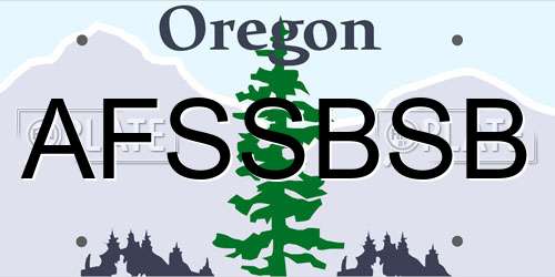 AFSSBSB Oregon License Plate