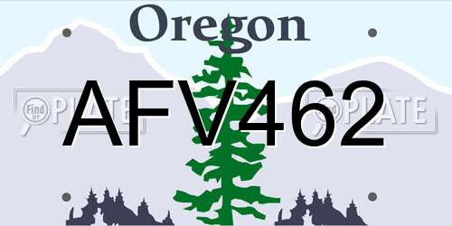 AFV462 Oregon License Plate
