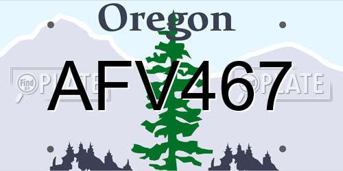 AFV467 Oregon License Plate