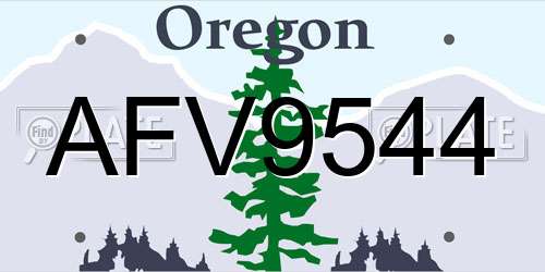 AFV9544 Oregon License Plate