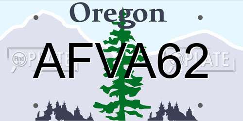 AFVA62 Oregon License Plate