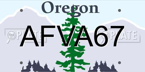 AFVA67 Oregon License Plate