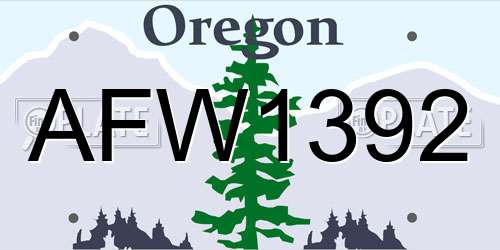 AFW1392 Oregon License Plate