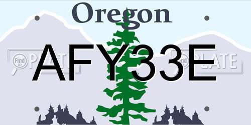 AFY33E Oregon License Plate