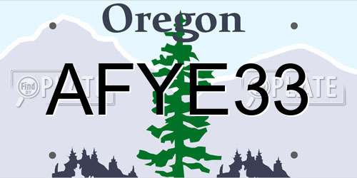 AFYE33 Oregon License Plate