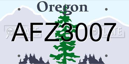 AFZ3007 Oregon License Plate