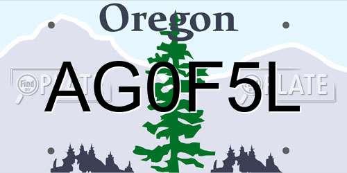 AG0F5L Oregon License Plate
