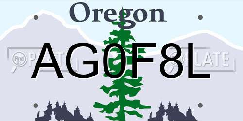 AG0F8L Oregon License Plate