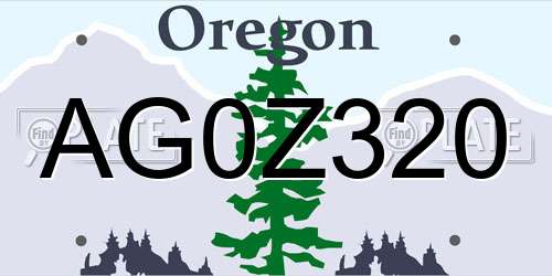 AG0Z320 Oregon License Plate