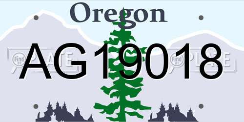 AG19018 Oregon License Plate