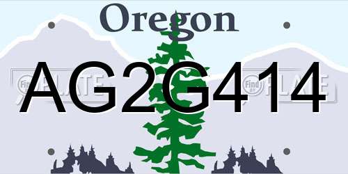 AG2G414 Oregon License Plate