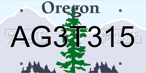 AG3T315 Oregon License Plate