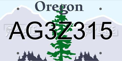 AG3Z315 Oregon License Plate