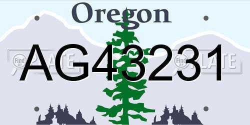 AG43231 Oregon License Plate