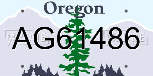 AG61486 Oregon License Plate