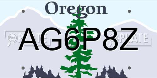 AG6P8Z Oregon License Plate