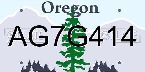 AG7G414 Oregon License Plate