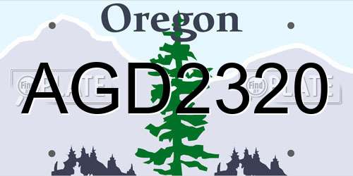AGD2320 Oregon License Plate