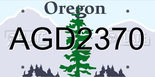 AGD2370 Oregon License Plate