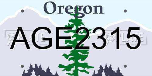 AGE2315 Oregon License Plate